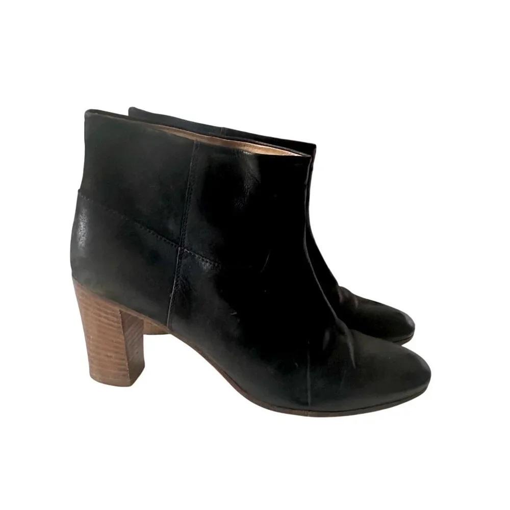 Maison Martin Margiela Black Leather Ankle Booties Size 38 Made in Italy